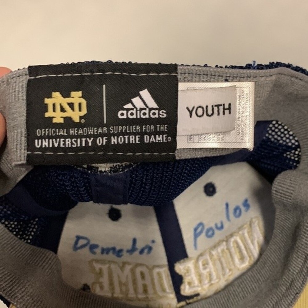 Adidas Kids' Notre Dame Navy Gold Mesh Baseball Cap Size Youth - Picture 4 of 5